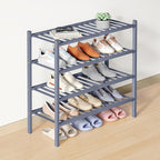 Smiry Bamboo Shoe Rack for Closet, 4 Tier Wooden Stackable Shoe Organizer, Free Standing Shoes Storage Shelf for Entryway, Fr