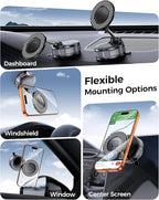 Car Phone Holder for Magsafe – [Carbon Fiber] Phone Mount for Car [Super Strong Magnetic, 360° Adjustable, 108LBS Vacuum Suction] Phone Holders for Your Car, Car Accessories for iPhone 17–12 Series