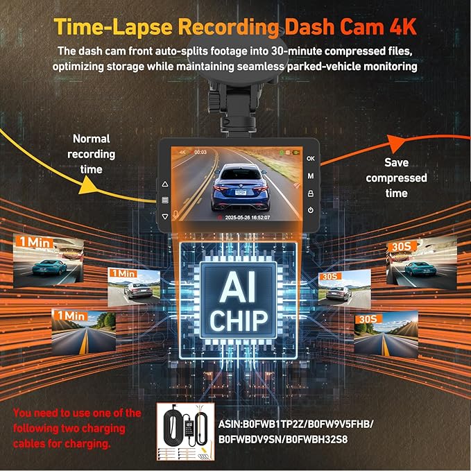 4K Dash Cam Front and Rear Camera with AI(ADAS), Dash Camera for Cars Built-in 5.8G WiFi GPS, 3.2" IPS Screen Dash Cam with 2