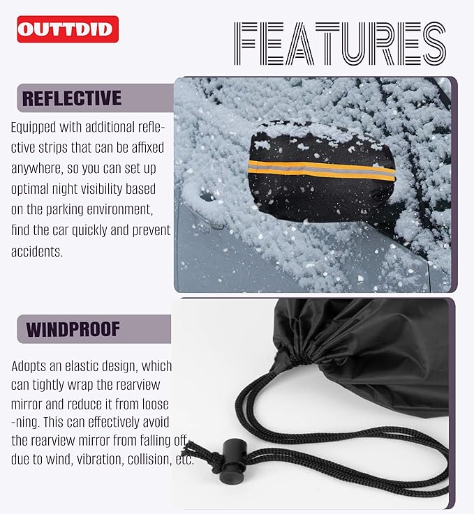 Side Mirror Covers and Windshield Wiper Covers for Trucks Cars SUVs Vans, 1 Pack Auto Rearview Protection Cover & Windshield Wiper Covers Protect from Ice Snow Frost Dew Rain Bird Poop Side Covers