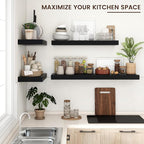 Floating Shelves for Wall, 36" W x 12" D x 2" H, 2 Pack of Long Wall Mounted Engineered Wood Shelves with Invisible Brackets 