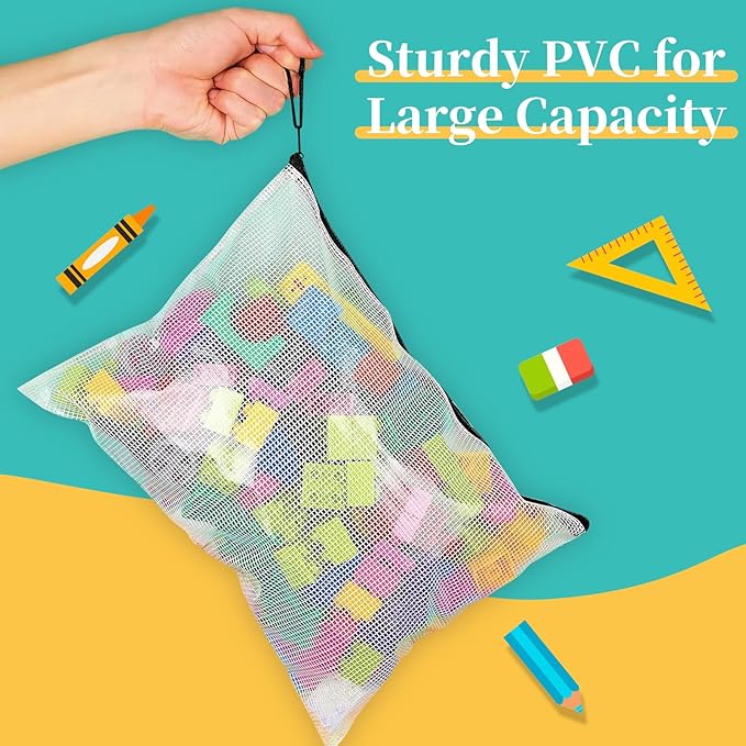 A5 Mesh Zipper Pouch, 24 Pack 9.4" x 6.9" Plastic Zipper Pouches for Organizing, Multipurpose Waterproof Zipper Bags for Trav