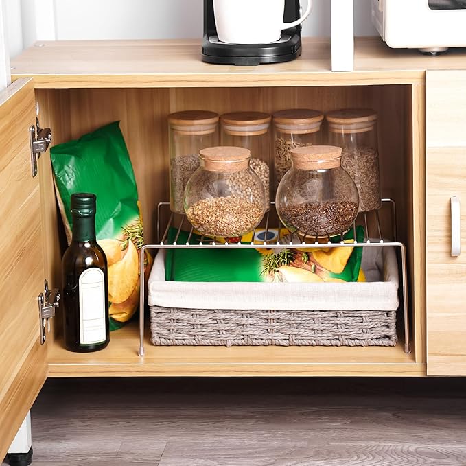 Tomorotec Space-Saving Stainless Steel Storage Rack, 12.8-22.8 in, Silver, Easy to Install, Versatile Design