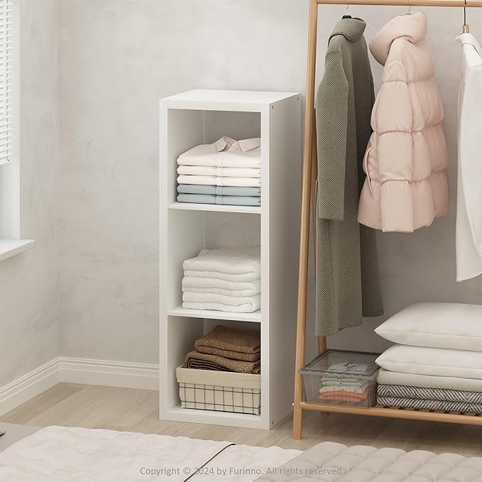 Furinno Cubic Closet Organizers and Storage, 3-Cube Closet Organizer, Open Shelf Closet Storage, Extra Thick Frame for Wardro
