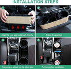 Car Seat Organizer Cup Drink Holders,Multifunctional Gap Filler Storage Box,Insert Organization Helps Reduce Distracted Driving&Holds Phone Mount Mug Bottle Cellphones Coasters Wallet Cards (Beige)