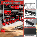 Large Power Tool Organizer Wall Mount, 4 Layer Heavy Duty 8 Cordless Drill Holder Tool Storage Rack, Load 400lbs Utility Powe