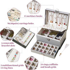 BOOVO Earring Jewelry Box For Women Girl Stud Organizer, 5 Layers Girl Jewelry Organizer Box With Lock Earring Holder Organiz