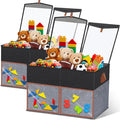 2 Pack Large Toy Storage Box with Clear Lids Collapsible Toy Organizer Chest with Adjustable Dividers Kids Storage Bin Basket