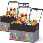 2 Pack Large Toy Storage Box with Clear Lids Collapsible Toy Organizer Chest with Adjustable Dividers Kids Storage Bin Basket