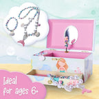 The Memory Building Co Mermaid Musical Jewelry Box Plays Classic Melody, Storage Organizer Music Box for Kids Ages 6-12, MDF 
