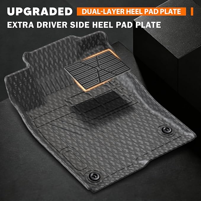 KUST Floor Mats for 2022-2026 Honda Civic Sedan Hatchback Si Accessories (Without USB Port, Not for Hybrid), All Weather Car Mats 2 Rows Floor Liners, TPE Rubber, Raised Edge, Extra Heel Pad Plate