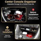 for Toyota RAV4(2019-2025) & RAV4 Prime(2021-2025) Center Console Organizer [Double Layers & Carbon Fiber] Gear Shift Tray Silicone Cup Holder for Toyota RAV4 Prime & RAV4 Accessories Black