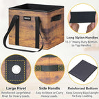 Reusable Grocery Bags - Heavy Duty Reusable Shopping Bags with Hard Bottom & Long Handles, Foldable Large Tote Bags with Box Shape to Stand Up - for Kitchen, Picnic, 3 Pack, Rustic Brown