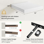 Fun Memories Rustic Floating Wall Shelves, Wall Mounted Wood Storage & Display Shelves for Bathroom, Bedroom, Living Room or 