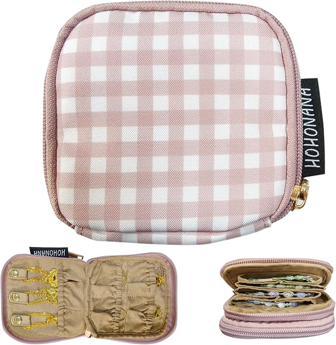 Travel Jewelry Case Small Jewelry Organizer Purse Jewelry Bag Women Jewelry Purse Double Layers for Bracelet Rings Earring Ne