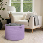 MEGASKET 115L Extra Large Purple Storage Basket, 23.6" X 15.7" Jumbo Woven Cotton Rope Bin for Throw Blankets Pillows, Baby L