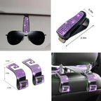 NBTEPEM 30 Pcs Purple Bling Car Accessories Set for Women, Purple Steering Wheel Cover Set, Bling Console Cover, Seat Belt Cushion, Shift Knob Cushion, Cup Coaster, Rhinestone Car Hanging Accessories