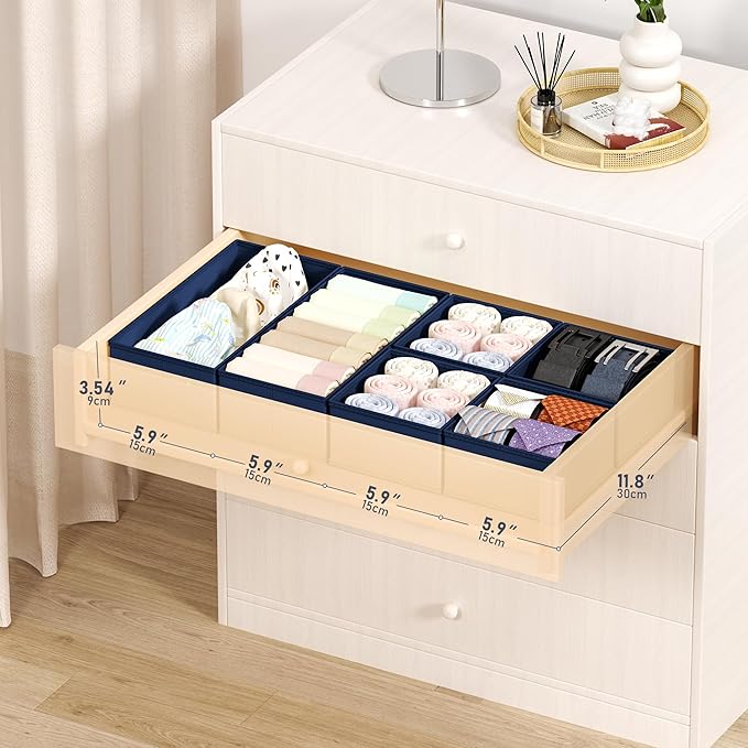DIMJ Drawer Organizer Clothes Storage - 18 Pack Baby Dresser Organizer for Nursery, Foldable Drawer Dividers for Bedroom Clos