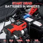 Car Battery Jump Starter with Air Compressor, 6000mAh Tire Inflator, 16.8V Portable Jump Box with LED Light/Flashlight for 6.0L Gas/3.0L Diesel, Car Battery Jumper Starter Portable, Jumper Cables