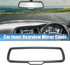X AUTOHAUX Car Interior Rearview Mirror Cover Trims Decoration Accessory ABS Black Carbon Fiber Patern for Dodge Challenger Charger for Ram