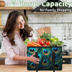 Reusable Grocery Bags Heavy Duty Shopping Bags Foldable Large Tote Bags with Long Handles & Hard Bottom