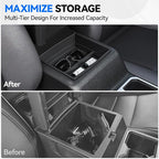 ELECFRESH 6PCS Center Console Organizer Tray for 2026 2025 2024 Toyota Tacoma Accessories, Armrest Hidden Storage Box, Rear and Console Cup Holder Glove and Armrest Storage Box with Insert Divider