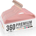 HOUSE DAY Pink Velvet Hangers 360 Pack, Premium Non-Slip Felt Clothes, Sturdy Heavy Duty Coat, Durable Hangers for Suits, Spa
