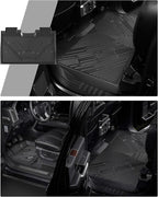 3W Floor Mats for Ford F-150 2015-2025 2026 & F150 Lightning 2022-2025 SuperCrew (w/o Fold Flat Storage), TPE All Weather Custom Fit, Front & Rear 3PCS | Heavy Duty, Easy Clean - Black