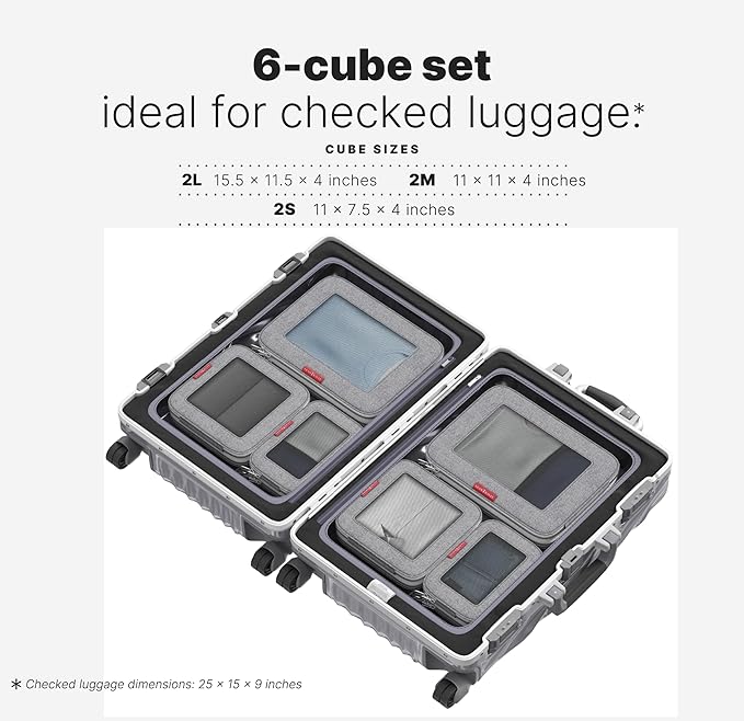 LeanTravel Premium Compression Packing Cubes for Travel - Suitcase Organizer Bags with Double Zipper & Breathable Mesh Panel 