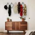 SKOLOO Accordion Wall Hanger with 16 Hooks, Modern Expandable Coat Rack Hat Rack for Wall, Solid Wooden, Dusty Gray Oak