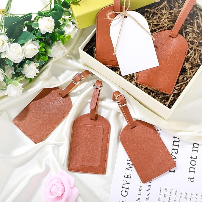 Amylove 48 Sets Leather Luggage Tags Bulk Wedding Favors Luggage Tags for Guests Bridal Gifts Wedding Bridal Shower Gift PU L