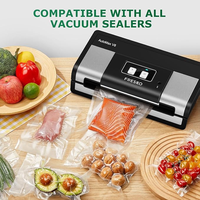FRESKO Vacuum Sealer Bags Food Rolls 6 Packs - 8" x 20' & 11" x 20', Commercial Grade Seal a Meal Bags for Storage Food and S