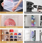 Attelite Upgrade Harder Solid Plastic Hat Organizer for Baseball Caps, 8 Pack Stackable Hat Storage Box with Clear Magnetic D