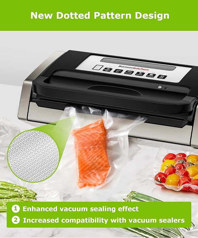 [2025 Upgraded] Bonsenkitchen 6 Rolls 8" x 16' Vacuum Sealer Bags for Food with a Color Box, Easy to Store, Commercial Grade,
