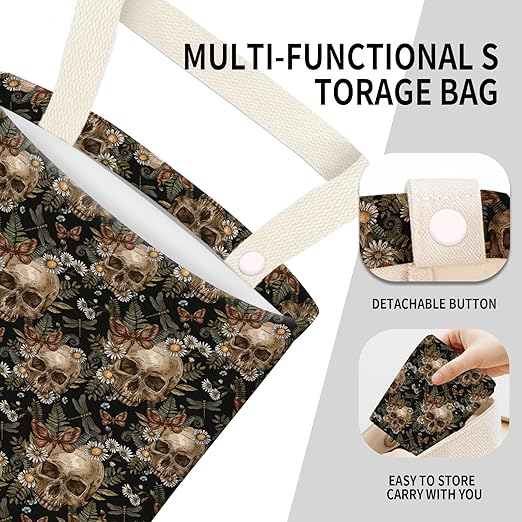Car Garbage Can, Seat Back Hanging Cute Car Trash Can Bag, Car Organizer and Storage Bag for Travelling, Outdoor Vintage Floral Butterfly Skull