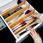Utoplike Bamboo Dresser Drawer Dividers, 4'' High Adjustable Drawer Organizers for Clothing, Spring Loaded, Works in Kitchen,