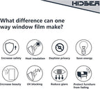 HIDBEA One Way Window Film, Daytime Privacy Sun Blocking Reflective Window Film No Glue Static Cling Heat Control Window Tinting Film for Home and Office, Black Silver, 35.4 x 393.7 Inch