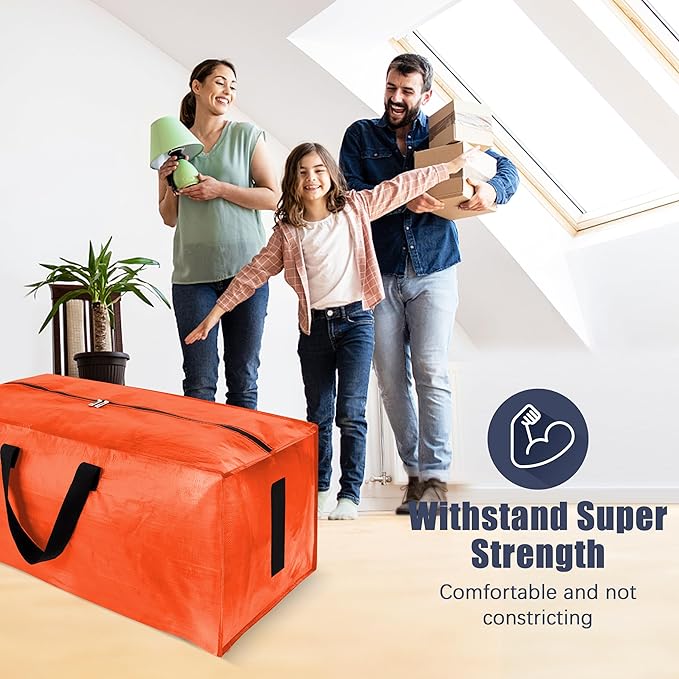 HOMESURE 8 Pack Large Strong Moving Bags with Zippers & Carrying Handles - Water-Resistant - Heavy Duty Storage Tote for Spac
