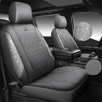 CAR PASS Gray Oxford Bling Diamond Car Seat Covers Full Set Interior Sets, Waterproof Shining Glitter Sparkly Crystal Univers