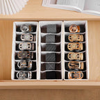 3 Packs Fabric Belt Organizer, 6 Grids Belt Organizer for Closet and Drawer, Foldable Dresser Drawer Organizers,Tie Storage -