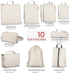 Compression Packing Cubes for Travel, Set of 10 Expandable Luggage Organizers with Shoe Bag, Lightweight Water-Resistant Suit