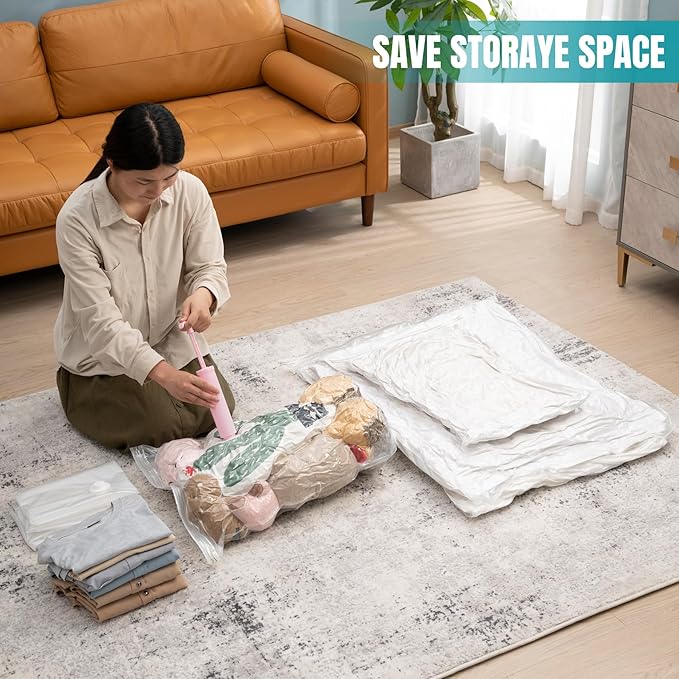 Vacuum Storage Bags for moving, Vacuum Seal Bags for Memory Foam, Latex, Clothing & Bedding, Space Saver Bags for Organizatio