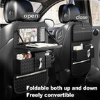 GMQ Back Seat Car Organizer 1 Pack,Backseat Organizer with Tray,Multifunctional Car Seat Back Storage Box with Foldable Tablet Holder (Black, Weave)