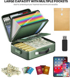 Fireproof Document Box, Hard Case Highly Flame-Resistant Fire Proof Waterproof File Organizer with Lock, Portable Fire Safe f
