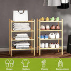BMOSU 4-Tier Bamboo Small Shoe Rack Premium Stackable Shoe Shelf Storage Organizer for Hallway Closet Living Room Entryway Or