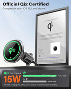 A2C Qi2 15W Wireless Car Charger CD Mount for MagSafe, Magnetic Wireless Charger Car Air Vent | CD Slot with TEC Thermoelectric Cooler Module, Fast Charging for iPhone 17 16 15 14 13 12 Series
