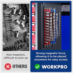 WORKPRO Magnetic Socket Organizer - 6-Piece Aluminum Alloy Socket Rail, Heavy Duty Socket Holder - Set: 1/4-Inch x 12 Clips, 