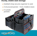 High Road Car Organizer with Cup Holder Dividers - Front Seat Organizer for Drivers or Middle Seat Car Organizer for Kids - Portable Car Caddy with Easy Carry Handle
