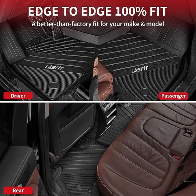 LASFIT Floor Mats Fit for BMW X7 2019-2025 2026 7 Seaters, Custom Fit TPE All Weather Waterproof Floor Mat Front & Rear Rows Car Liners for xDrive40i xDrive50i M50i M60i, Black