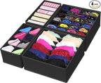 Simple Houseware 4-Pack Drawer Organizer Set - Closet Dividers for Underwear, Socks, Bras, Scarves, Ties - Foldable Non-Woven